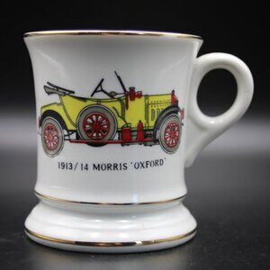 1913 14 Morris Oxford Automobile Mustache Mug Coffee Tea Cup White Gold Trim